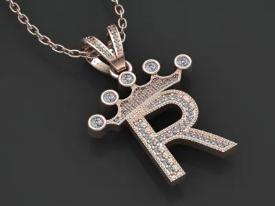 R letter pendant 3D print model
