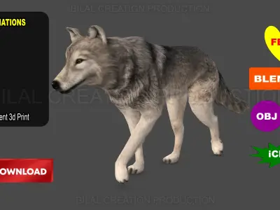 WOLF RIGGED ANIMATED 6 Low-poly 3D model