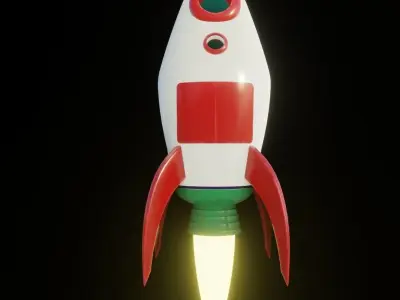 Cartoon Rocket 3D model Low-poly 3D model