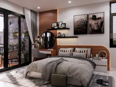 Interior Bedroom Low-poly 3D model