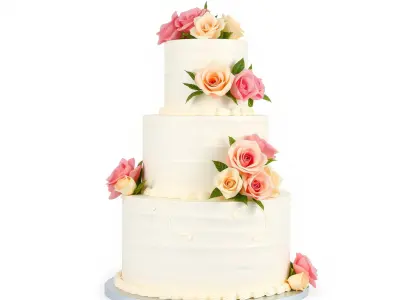 ThreeTier Wedding Cake with Flowers model pack Low-poly 3D model