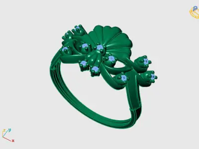 Women Ring Diamond Stone STL 3DM Lightweight Printable 3D print model 69