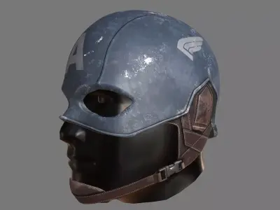 Captain America Helmet Low-poly 3D model