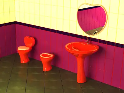 Bathroom heart set 3D Model Pack