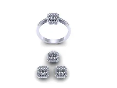 necklace earring ring set Stl 3D model