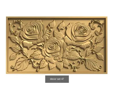 20 Ornamental murals decor set Pack 01 3D Model Collection