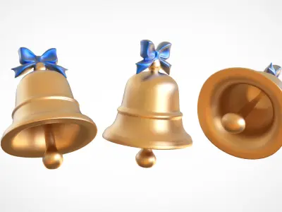 Christmas Bells Realistic Holiday Decoration Asset 003 Low-poly 3D model