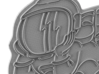 Astronaut Cloud Planet Neon Sign 3D model