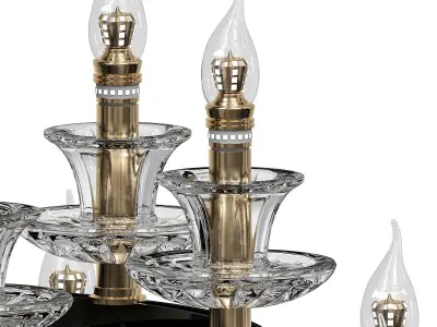 candela chandelier with clear crystals and gold accents 3D model