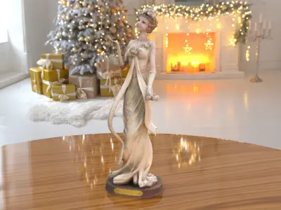Girl Bag Statue low-poly PBR Ornament figurine VR-AR Low-poly 3D model