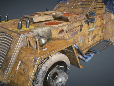 Apocalyptic armored vehicle game ready Low-poly 3D model