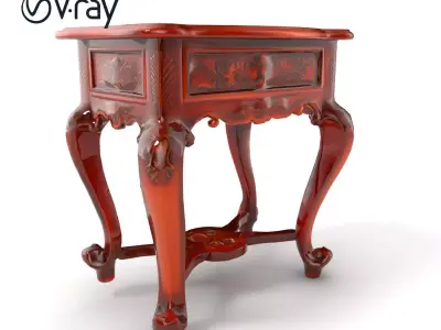 Carved Mahogany Side Table with Curved Legs model pack Low-poly 3D model