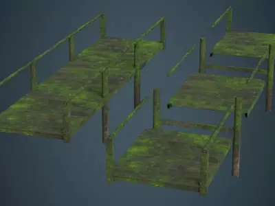 Plank Bridge 2C Low-poly 3D model