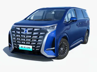 Denza D9 DM-i 2023 With interior TengShi auto Low-poly 3D model