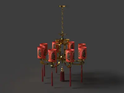 Chinese palace lantern  Low-poly 3D model