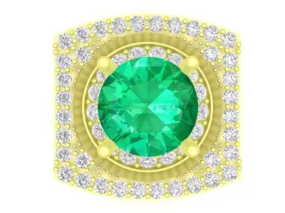 Luxury Emerald Halo Square Men Ring  3731 3D print model