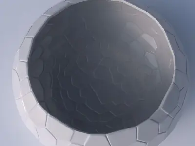 Bowl spheric squeezed wide with organic cells 3D print model