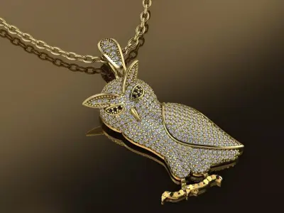 Owl Pendant Gold 3D print model