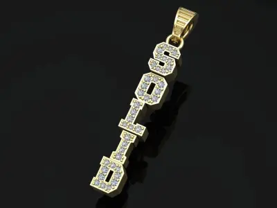 solid diamond pendant 3D print model