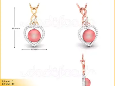 light weight yellow gold  diamond pendent -DOC-P8069 3D print model