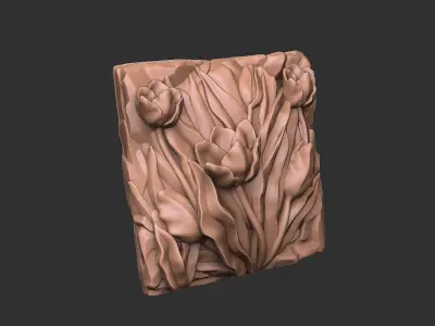 The Tulip flowers in the rock version 2 3D print model