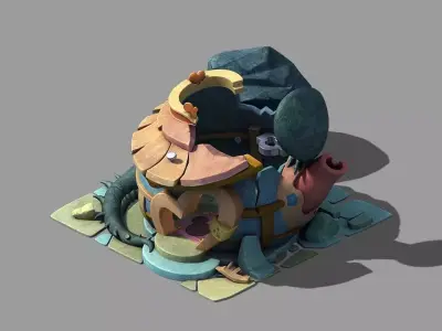 Game Cartoon - Panlong Warehouse - Destruction 3D model