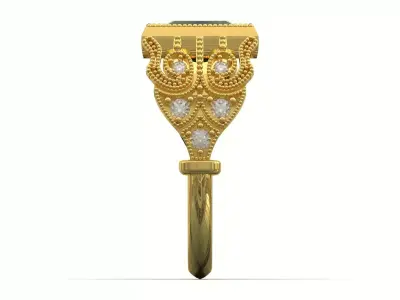 stl 3dm gold Ring Square Emerald Ottoman Setting model jr00253 3D print model