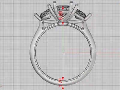 3 STONE RING FOR ROUND STONES 3D print model
