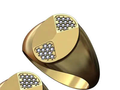 Diamond facets oval dome ring US sizes 8to11 3D print model