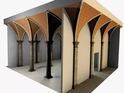 Vaulting 4-1  Renaissance  500cm spaced  with thick curbs Low-poly 3D model