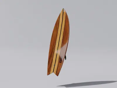 Fishboard Surfboard with 6 Graphic Design Variants Low-poly 3D model