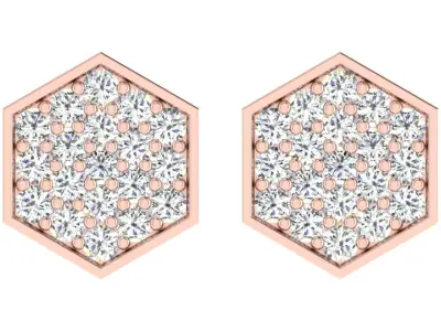 Solitaire Women Stud Earring 3dm STL OBJ FBX Render Details 3D print model buy