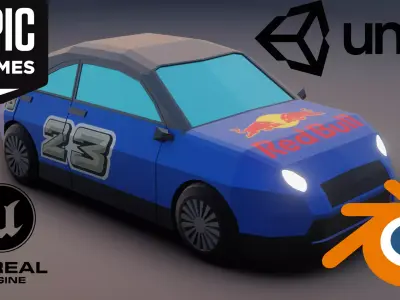 LOW POLY RACE CAR  Low-poly 3D model