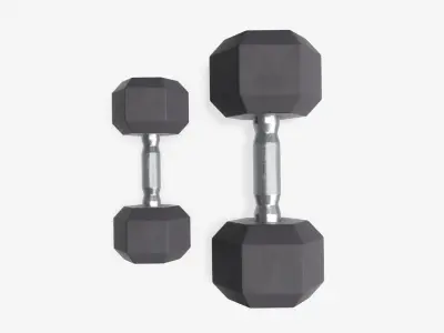 Hexagonal dumbbells rubberized 02 3D model