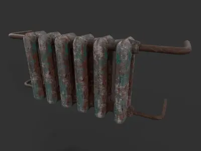 Old Cast Metal Radiator - Low Poly - Game Ready PBR 3D Model Low-poly 3D model