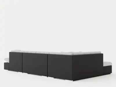 Zumar U Bed Sofa Divan With Storage Right Black Light Low-poly 3D model