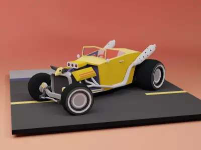 Low Poly Hot Rod 2 versions Low-poly 3D model