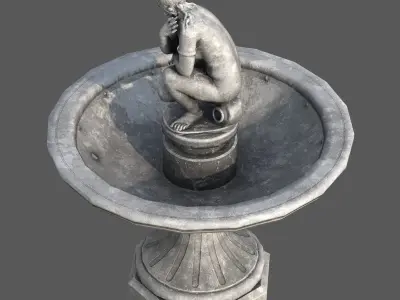 Classical Fountain with Crouching Venus Statue Low-poly 3D model
