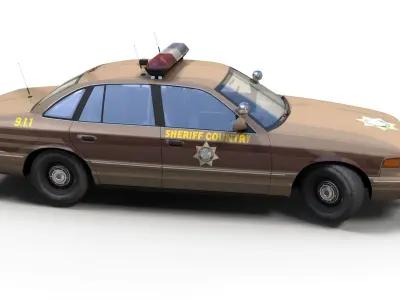 American sheriff police car  Low-poly 3D model