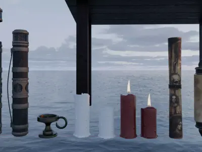 Stylized Vampire Kit Old Papyrus Props Low-poly 3D model