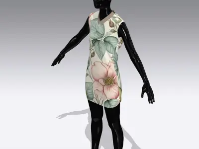 Woman Cloth Dress Low-poly 3D model 8
