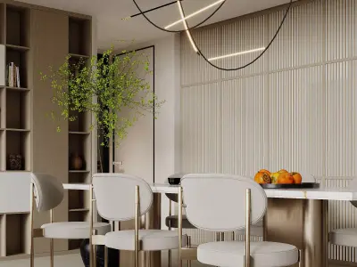 Modern living room dining room interior scenes 464 3D model