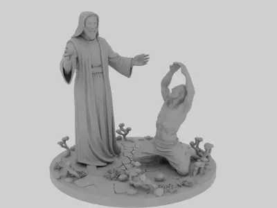 Jesus heals the demon possessed man 3D print model