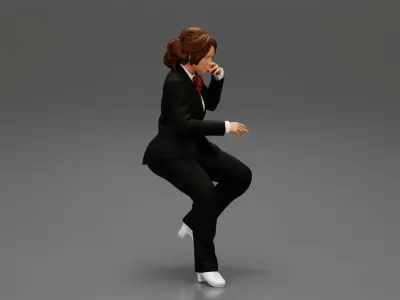 Beautiful young woman musician sitting 3D print model