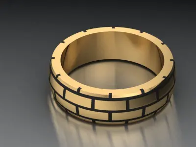 silver  brick ring style for men 3D print model