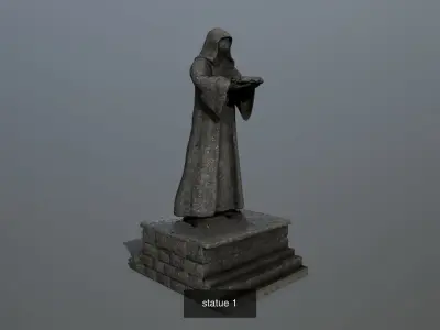 statue set of monk 3D Model Collection