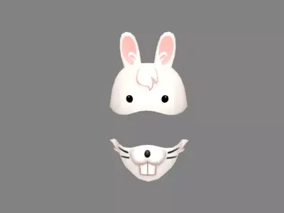 Cartoon white rabbit mask decoration Low-poly 3D model