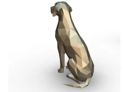 Dalmatian low poly polygonal sculpture of dog 3D print model