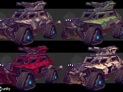 Sci-Fi Armored Military Truck PBR Low-poly 3D model