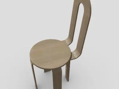 Chair 3 made of wood Low-poly 3D model